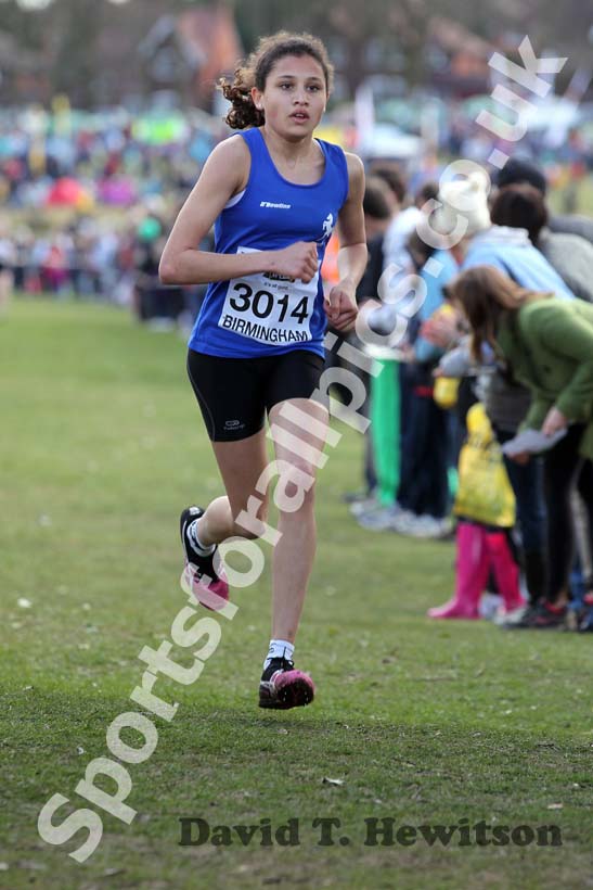 S. Sinha (Kent) on her way to winning the Under-13 Girls race, McCain Inter Counties Cross Country, Cofton Park, Birmingham.